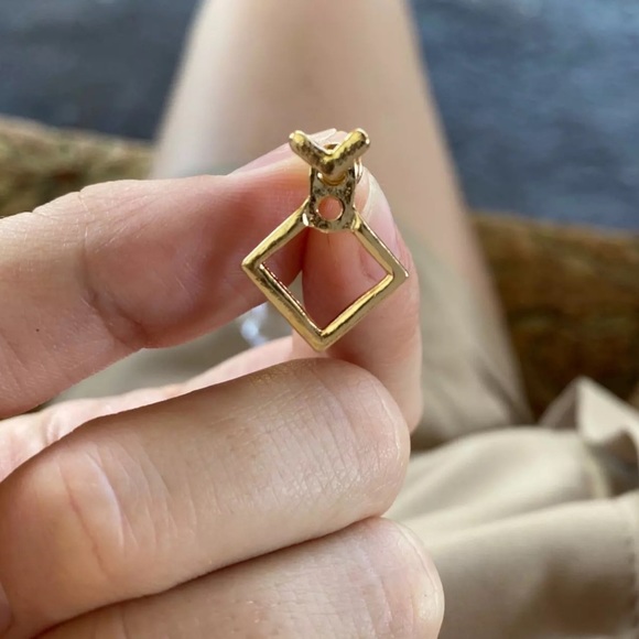 Geometric Diamond Shaped Double Stud Earrings - Picture 8 of 12